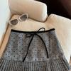 Women's High-Waist Polka Dot Woolen Pleated A-line Short Skirt for Autumn/Winter