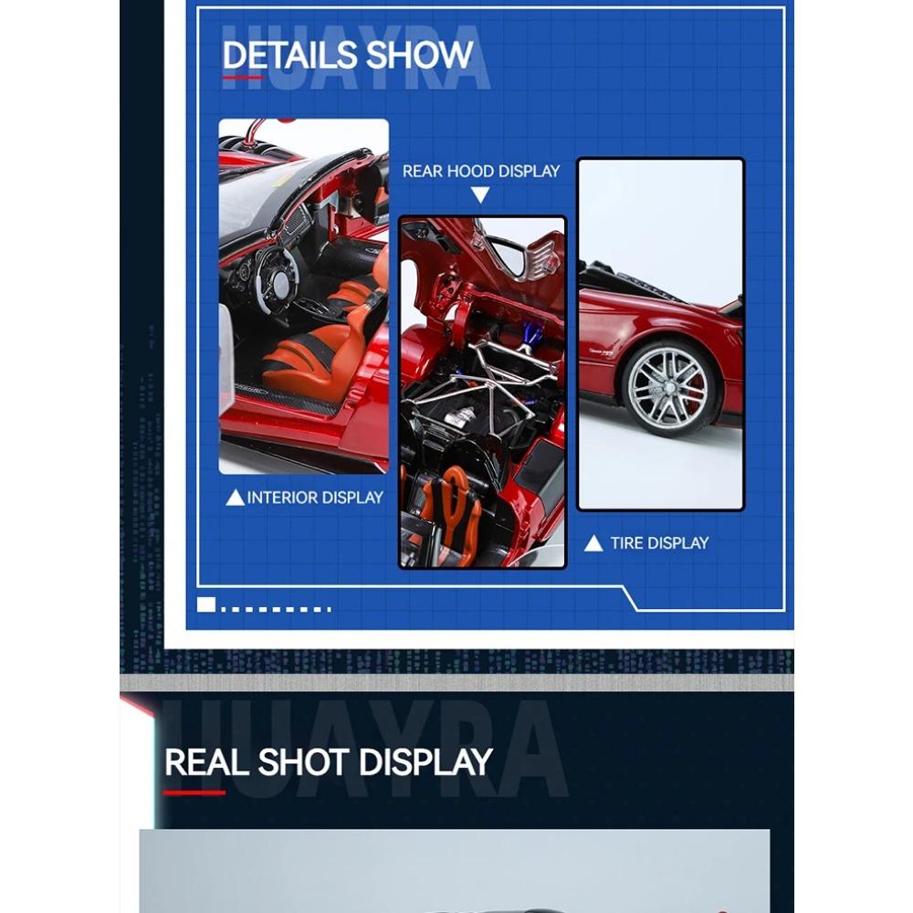 1/18 Pagani Huayra BC Blu Francia/Candy Blue with Carbon Accents 1/18 Model Car By Autoart