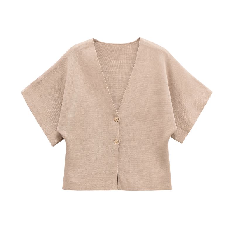 Zbzr Spring New Women Clothes Western Style French Style Versitile Fashion Short Sleeve Simple Knitted Outerwear 4192101