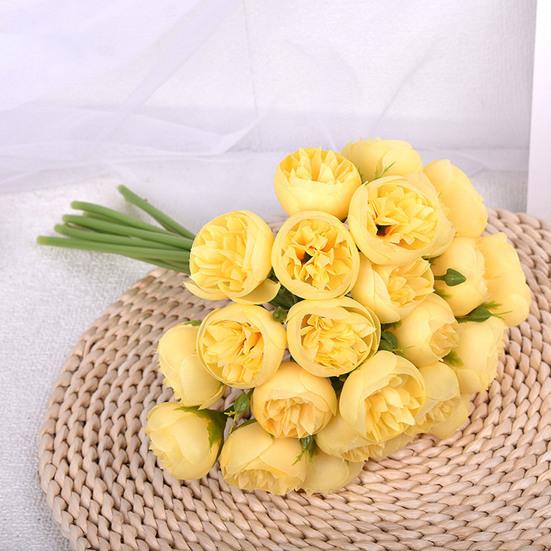 Artificial Flower Bouquet 27 Head Realistic Fake Silk Flower Home Office Wedding Party Table Centerpiece DIY Vase Faux Bloom Decoration