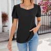 Women's Fashion Square Neck Splicing Solid Color Short Sleeve
