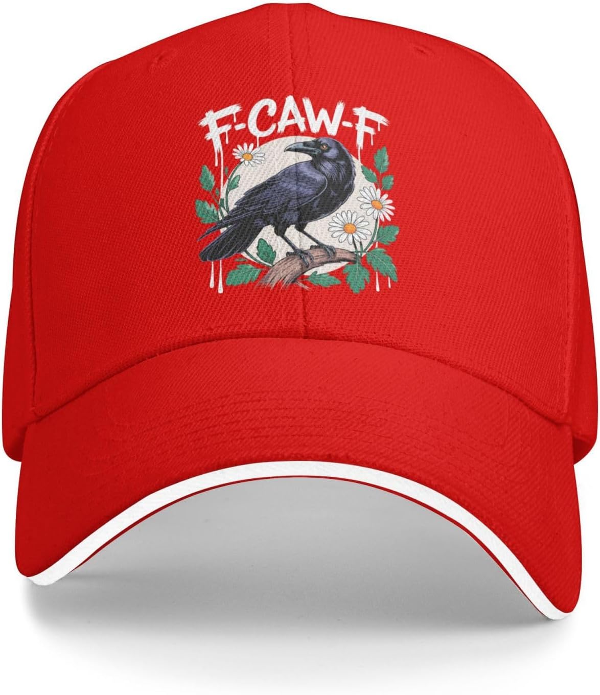 

Crow Raven Daisy Graphic Baseball Cap Funny Gift Polyester Adjustable Unisex Adult Cap One Size