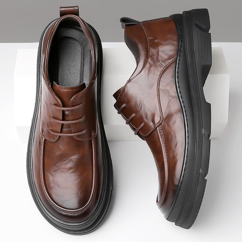 Fashion 2025 New Leather Men Casual Shoes Trend Lace Up Oxfords Shoes Comfortable Male Wedding Leather Dress Shoes Men Fashion Flats