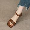 Retro Thick-heeled Sandals Women's Summer 2025 New Foreign-style Open-toed Non-slip Soft-soled One-word Buckle Women's Sandals