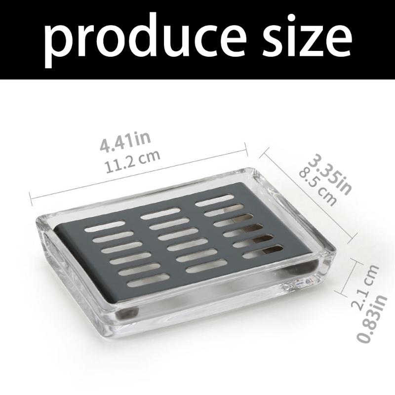 Bathroom Sink Glass Soap Dish with Metal Drain Tray, Freestanding Rectangular Design for Countertop Wash Area Use