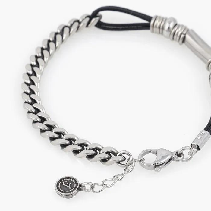 Black Hipster String Mixed Chain Bracelet (C2403AC1210_BK)