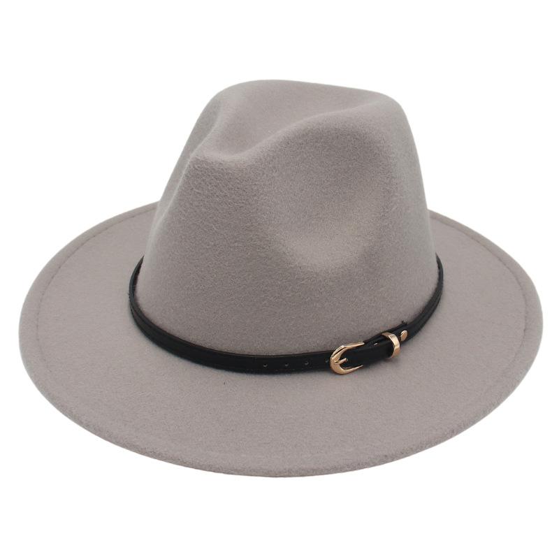European And American Buckle Accessories Top Hat British Fashion Jazz Hat New Woolen Felt Hat Jazz Hat