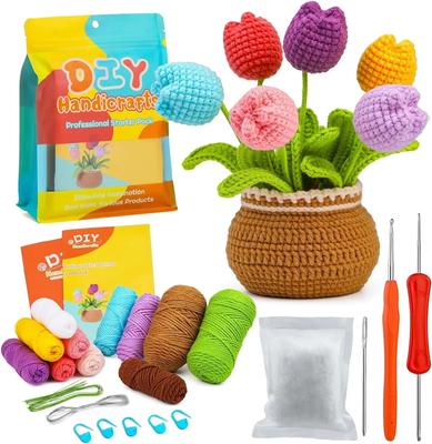 Kit de Flores de Crochet para Principiantes Adultos Kit de Crochet Tejido Kit de Flores de Crochet Incluye Accesorios de Crochet Manualidad DIY Nuevo