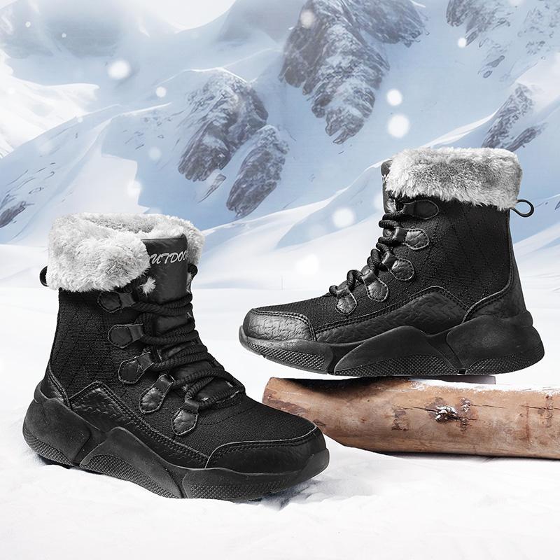 TUINANLE Ladies' Winter Plush Boots Anti Slip Thick Wool Lined High Top Snow Boots with Thick Sole Suitable for Outdoor Activities