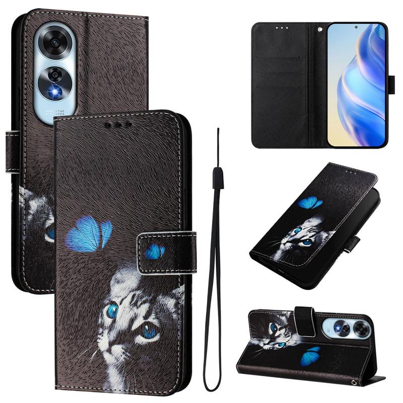 Luxury Flip Leather Case For OPPO A40 A40m Flip Cover On For OPPO A40 A60 4G A77 A97 5G Fundas Wallet Bags Flower Cases Shell