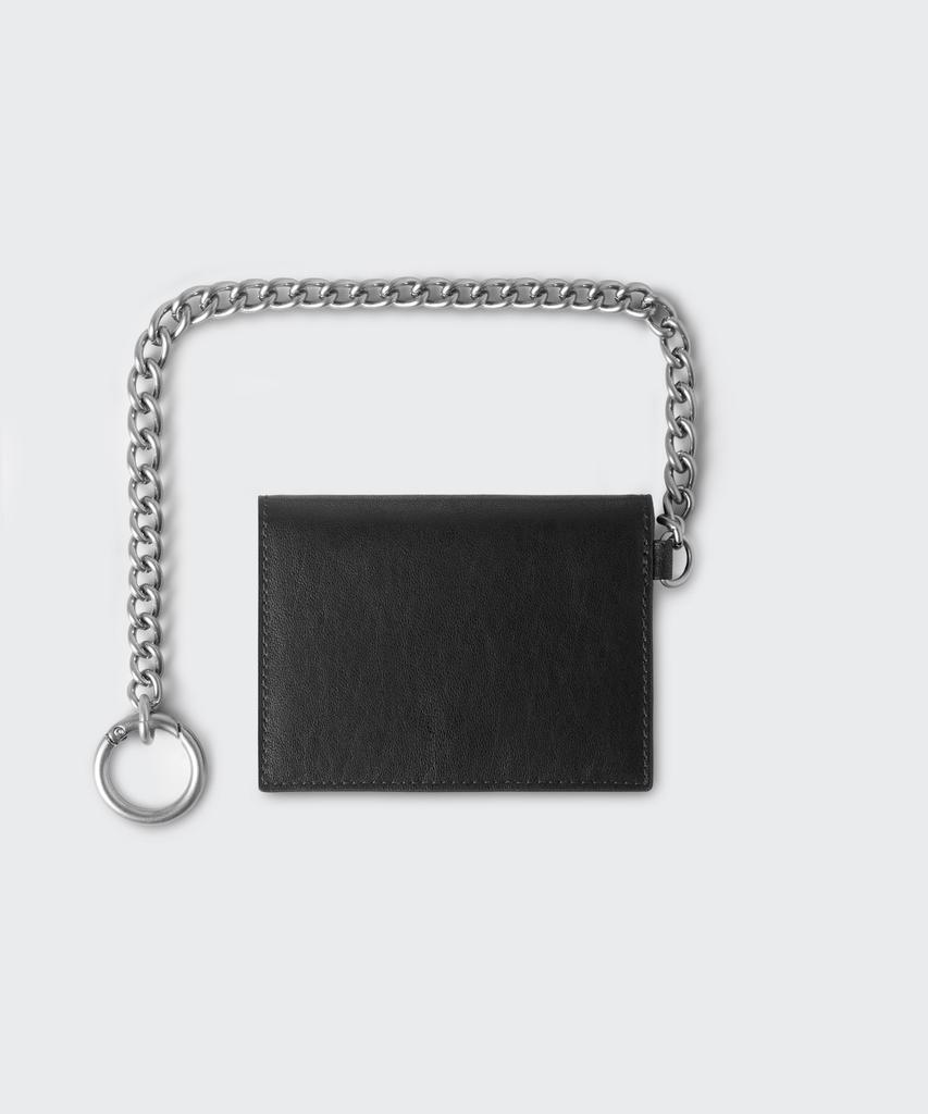 Musinsa Standard Crinkle Leather Chain Fold Card Wallet [Black]