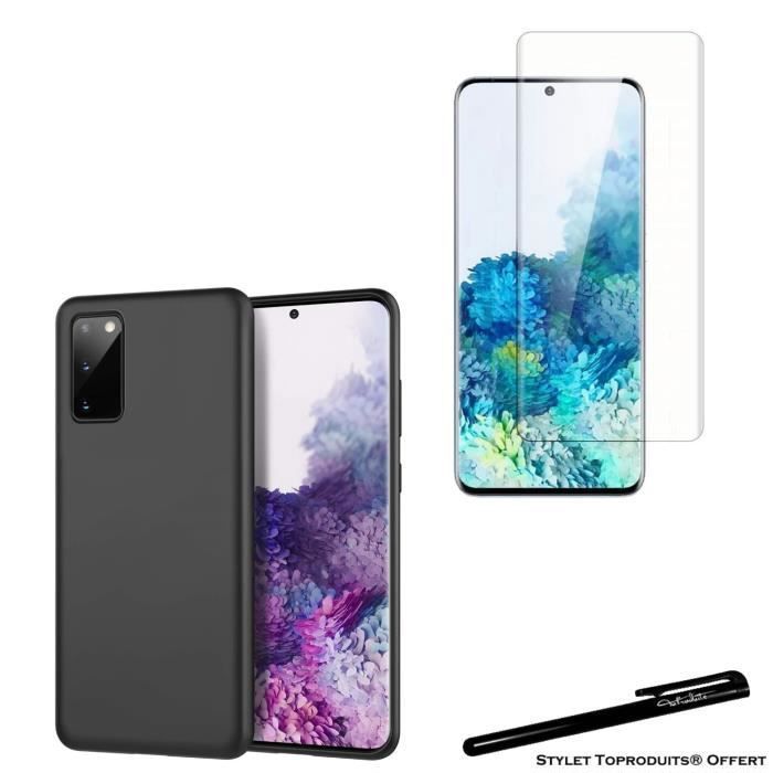 Film de protection en Verre trempé transparent + coque de protection Noir pour Samsung Galaxy S20 Ultra avec Stylet Toproduits®
