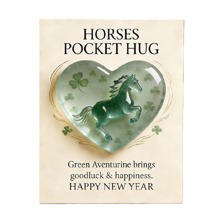 Decorative Horse Sculpture for New Year Housewarming Business Blessings Present Pocket Hug Gifts Card 1