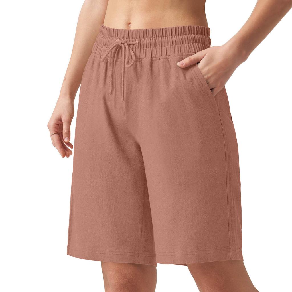 Women's Fashion & Casual High-Waisted Bermuda Shorts — Wide-Leg, Drawstring, With Pockets