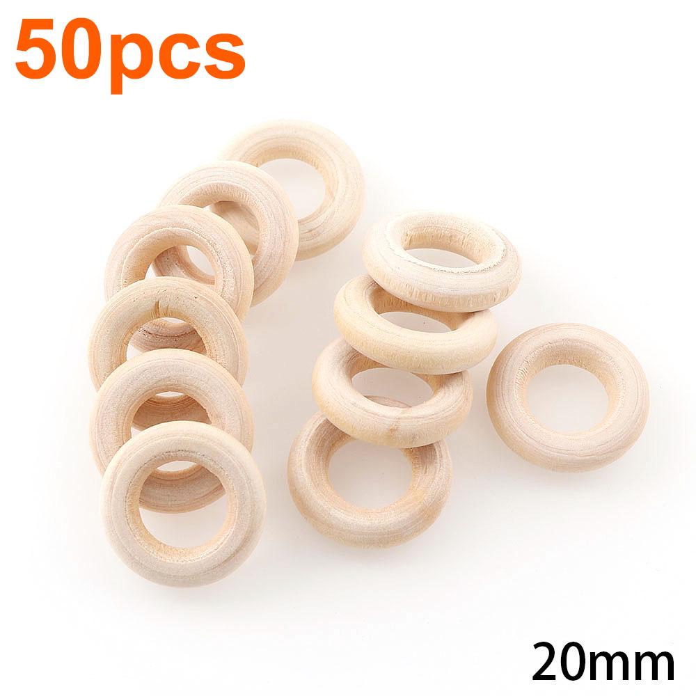 Unfinished Solid Wooden Rings 20-60MM Natural Wood Rings for DIY Crafts Wood Hoops Ornaments Connectors Craft Making