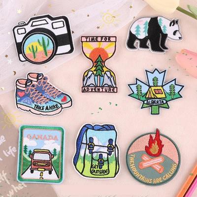 Iron On Patches DIY Outdoor Travel Embroidered Patches For Clothing Nature Adventure Patches On Clothes Applique Camera Shoes Bags Badges