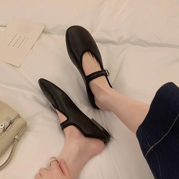 Grape mother flat shoes soft-soled single shoes 2025 spring women's round head with shallow mouth Mary Jane shoes women's high sense