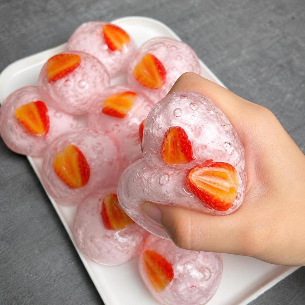 Crunchy Strawberry Squeeze Ball Sound Effects Strawberry Pinch for Kids Adults