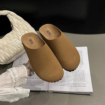 New Style Mules Slippers Women Shoes Khaki Casual Slippers Flats Cover Toe Slides Platform Loafers Comfortable Women's Slippers