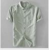 Men's Short Sleeve Slim Fit Breathable Cotton Linen Shirt