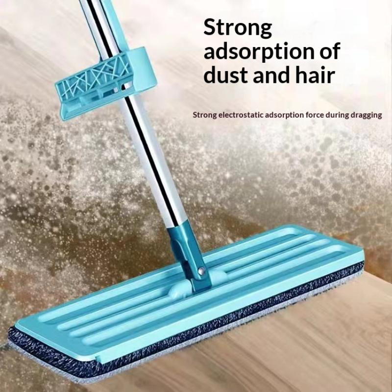 Flat Floor Mop Squeeze Mop Hand Free Wringing Floor Cleaning Mop Microfiber Pads Lazy Mop Wet Or Dry Usage Home Cleaning Tool