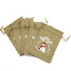(5 Pieces/bag) 10 * 15cm Linen Gift Bag Christmas Pendant Bag Packaging Bags Apple Santa Claus Pattern Gift DIY