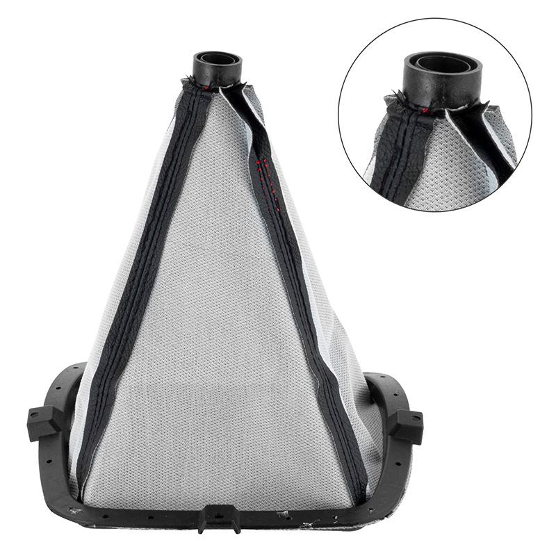 Compatible Gear Shift Dust Cover & Knob for Great Wall Fengjun - 5-Speed, Black Leather with Red Stitching.