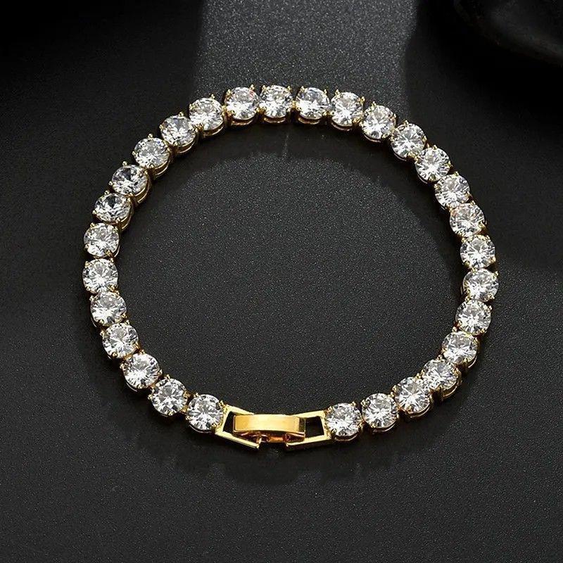 Горячая Распродажа Мужская Хип-Хоп Кубинская Цепь и 4мм Теннисный Браслет с Полной Инкрустацией Алмазами