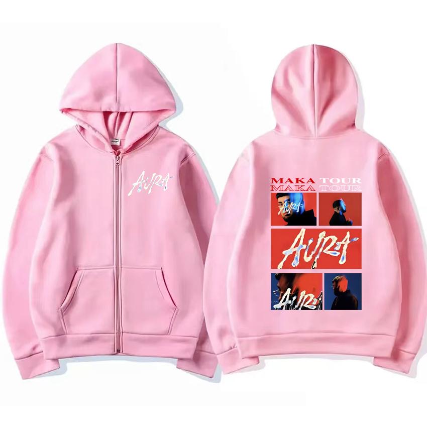 Rapper Maka Aura  Tour Merch Zipper Hoodie Coat Men Women Casual streetwear Oversized fashion Unisex Fleece Zip-up Jacket