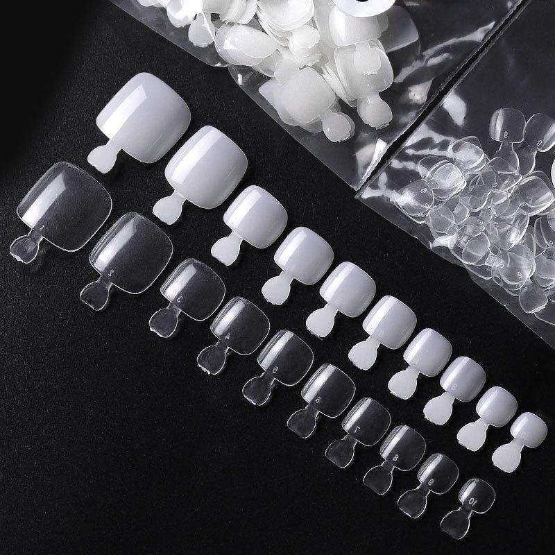 500Pcs/Set Fake Toenails Foot Natural Transparent Nail Art False DIY Tools Smooth Toughness Tips