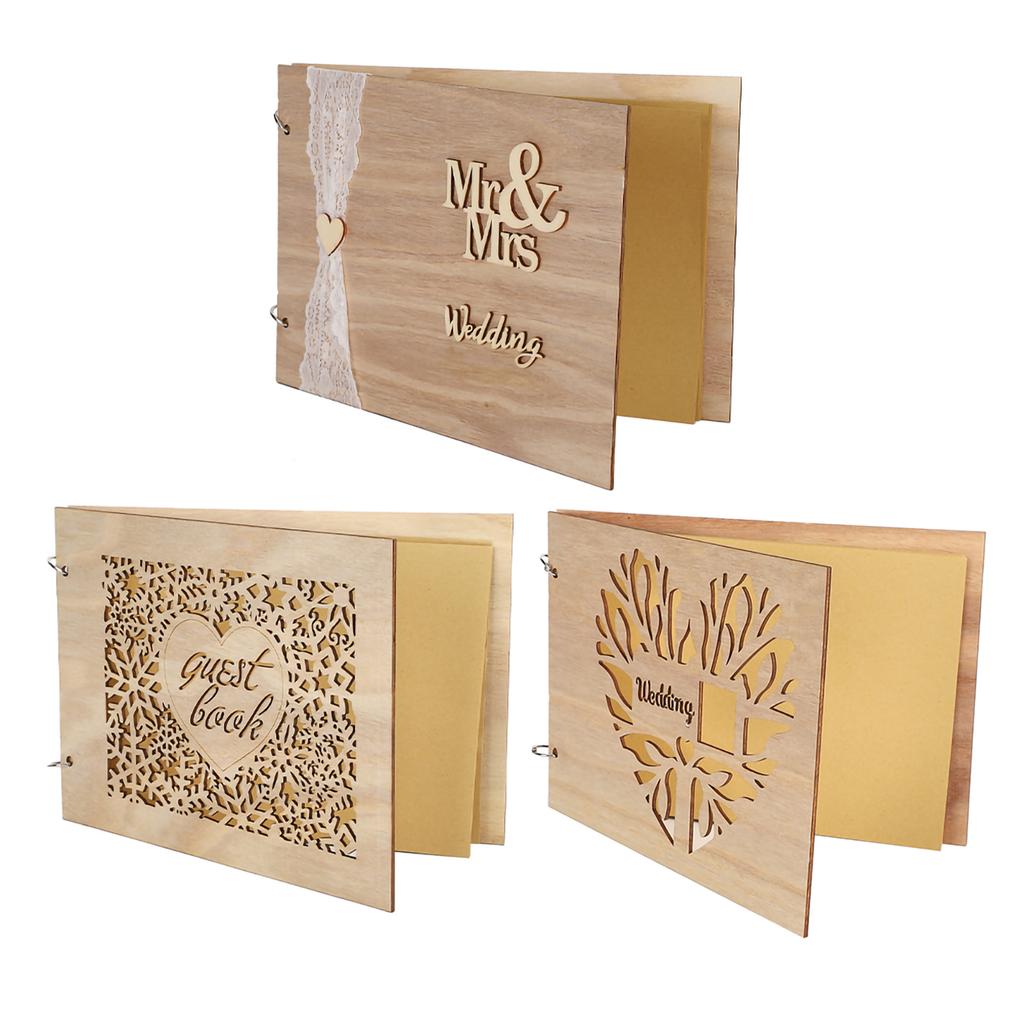 Innovative Wooden Wedding Guest Book Album Craft for Wedding Engagement Decoration