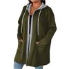 Women's Fashionable Casual Hooded Cardigan Jacket With Pockets And No Buttons