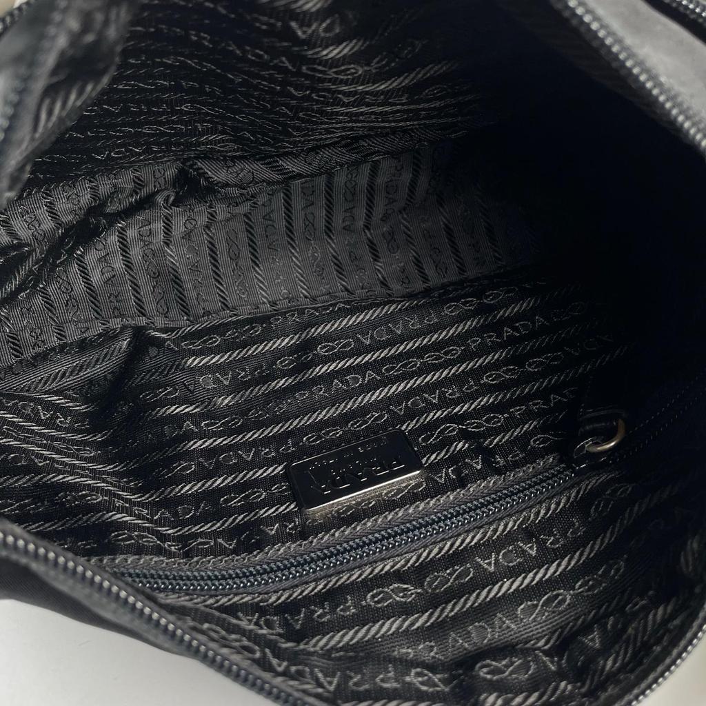 PRADA Triangular logo Shoulder Bag black Women used