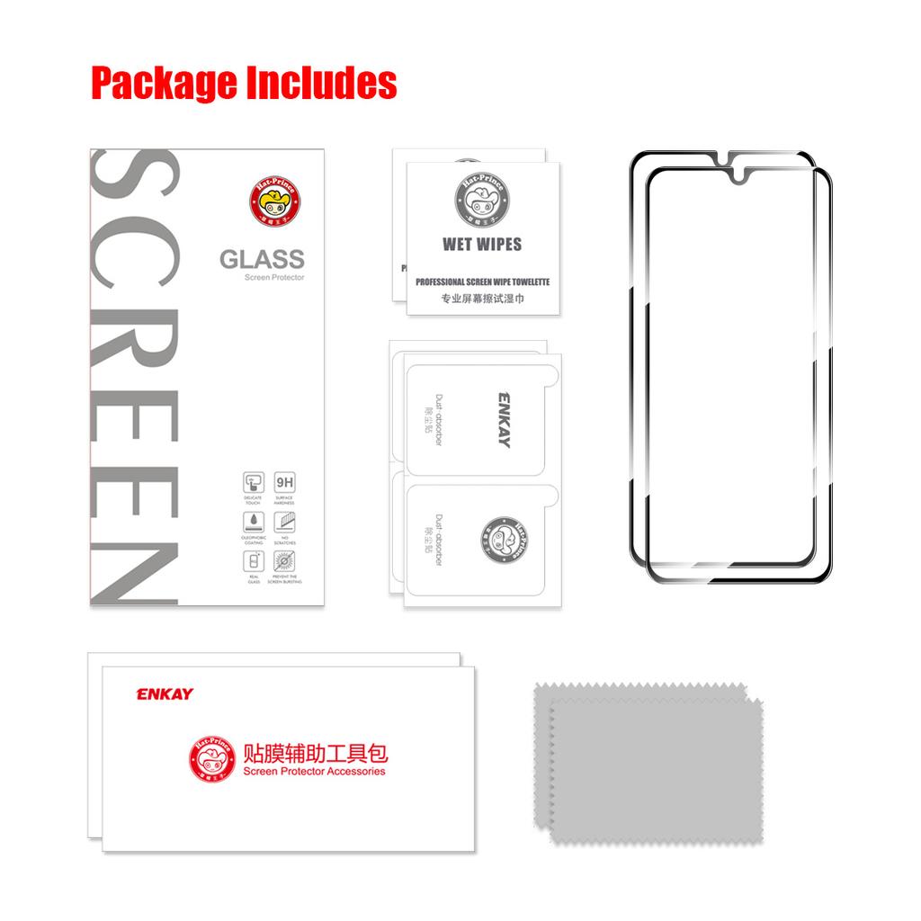 For Samsung Galaxy A27 2Pcs Screen Protector ENKAY HAT PRINCE 9H Silk Printing 0.26mm Tempered Glass