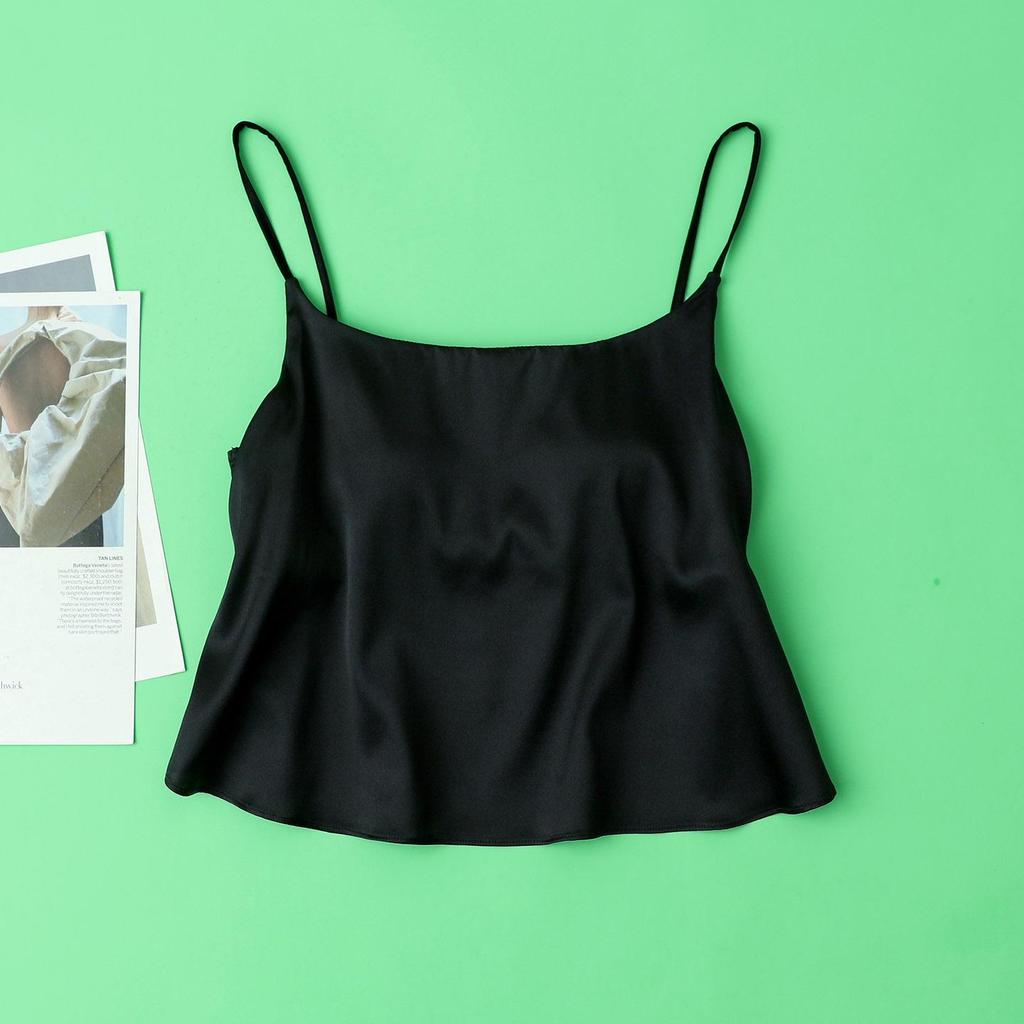 16mm Encrypted Mulberry Silk Satin Camisole with Built-in Bra