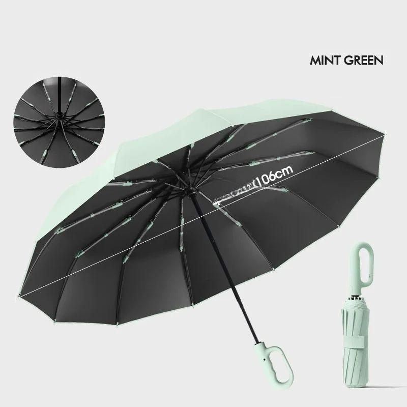Extra Large 48 Bone Ring Buckle Umbrella Forward Fully Automatic Portable Wind-Resistant Male And Female Folding Rain Vinyl Umbr