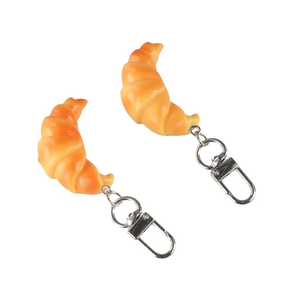 Creative Croissant Keychain Funny Food Model Pendant Simulation Food Toy  Earphone Case