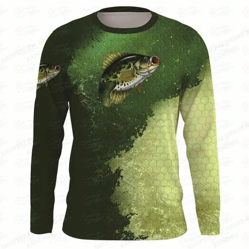 

Футболка с принтом «Рыбалка» с 3D-принтом, футболка с длинным рукавом, мужская мода, топы, футболки, повседневная уличная футболка для мужской одежды, свободная, большого размера 5XL