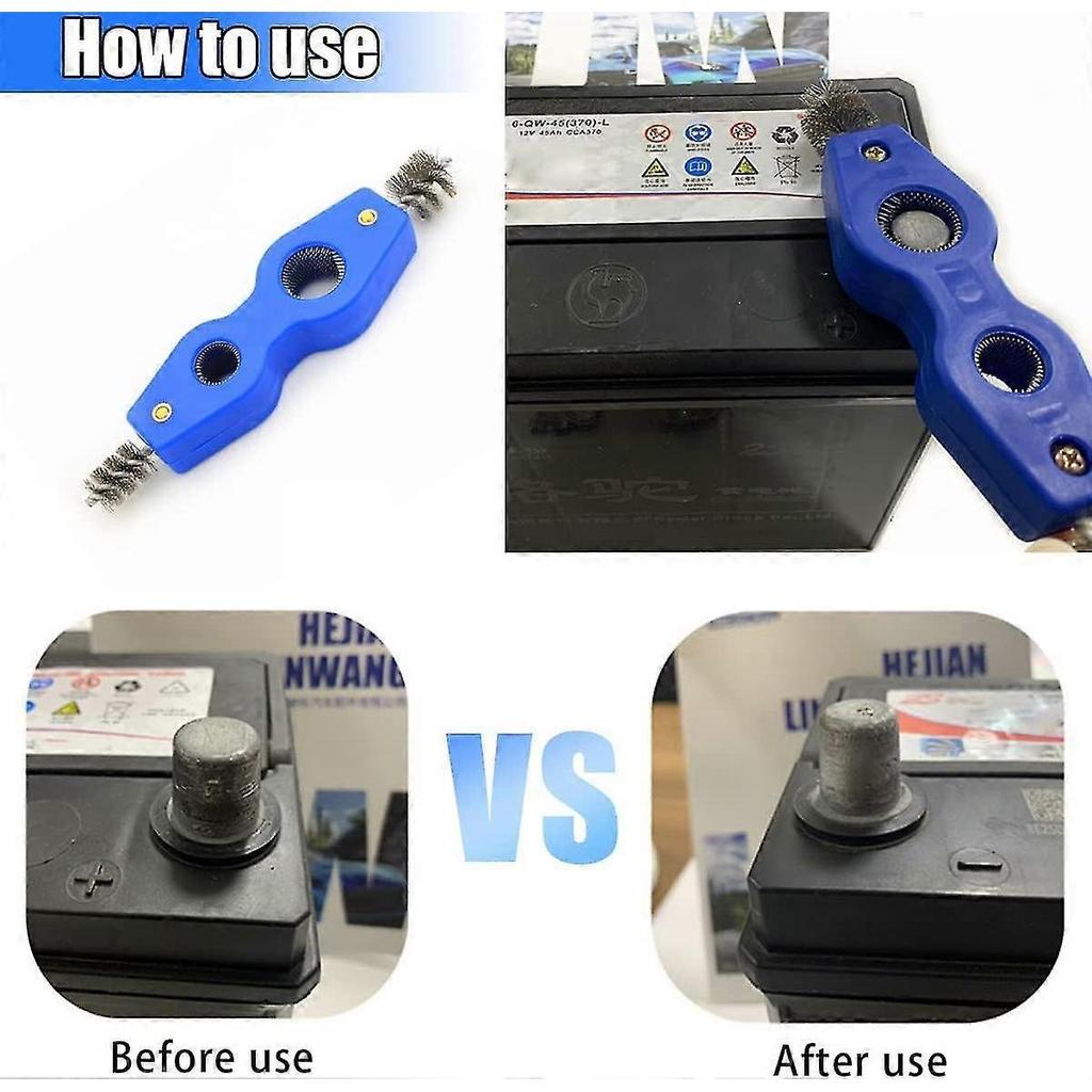 2 Pcs Car Battery Terminal Cleaners, Car Battery Cleaning Brush With Steel Wire, Anti-corrosion Battery Terminals Machine Parts Cleaning Tools Univers