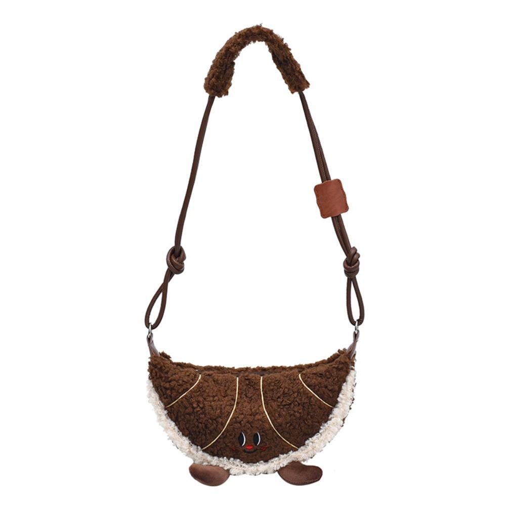 

Vintage Maillard Style Horn Bag Fluffy Dumplings Bag Portable Croissant Shoulder Bag Girls кавовий