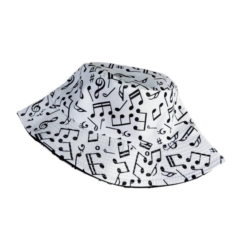 Sun Hat Children's Music Festival Sun Protection Sun Hat Basin Hat Women's Outdoor Leisure Versatile Music Note Bucket Hat Male Couple