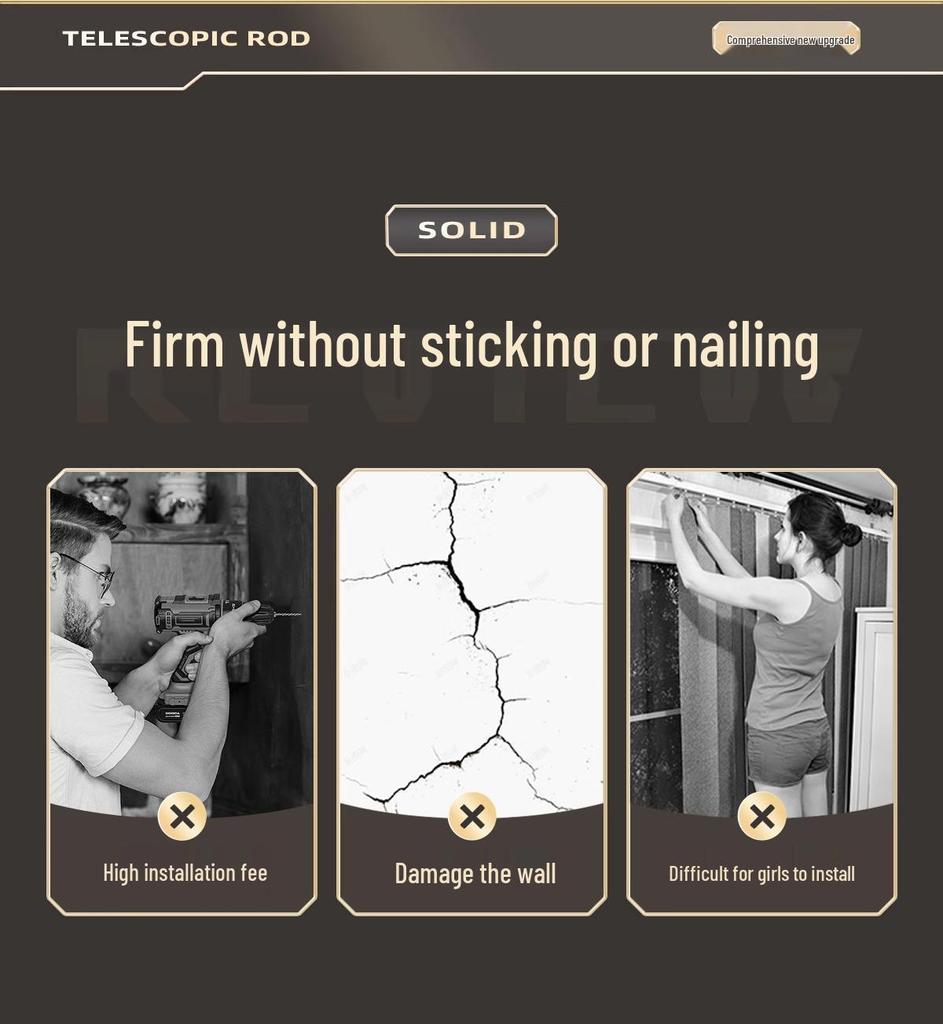 No-Drill Retractable Clothes Drying Rod for Curtain and Wardrobe Support - Nail-Free Bathroom or Shower Drying Rack.
