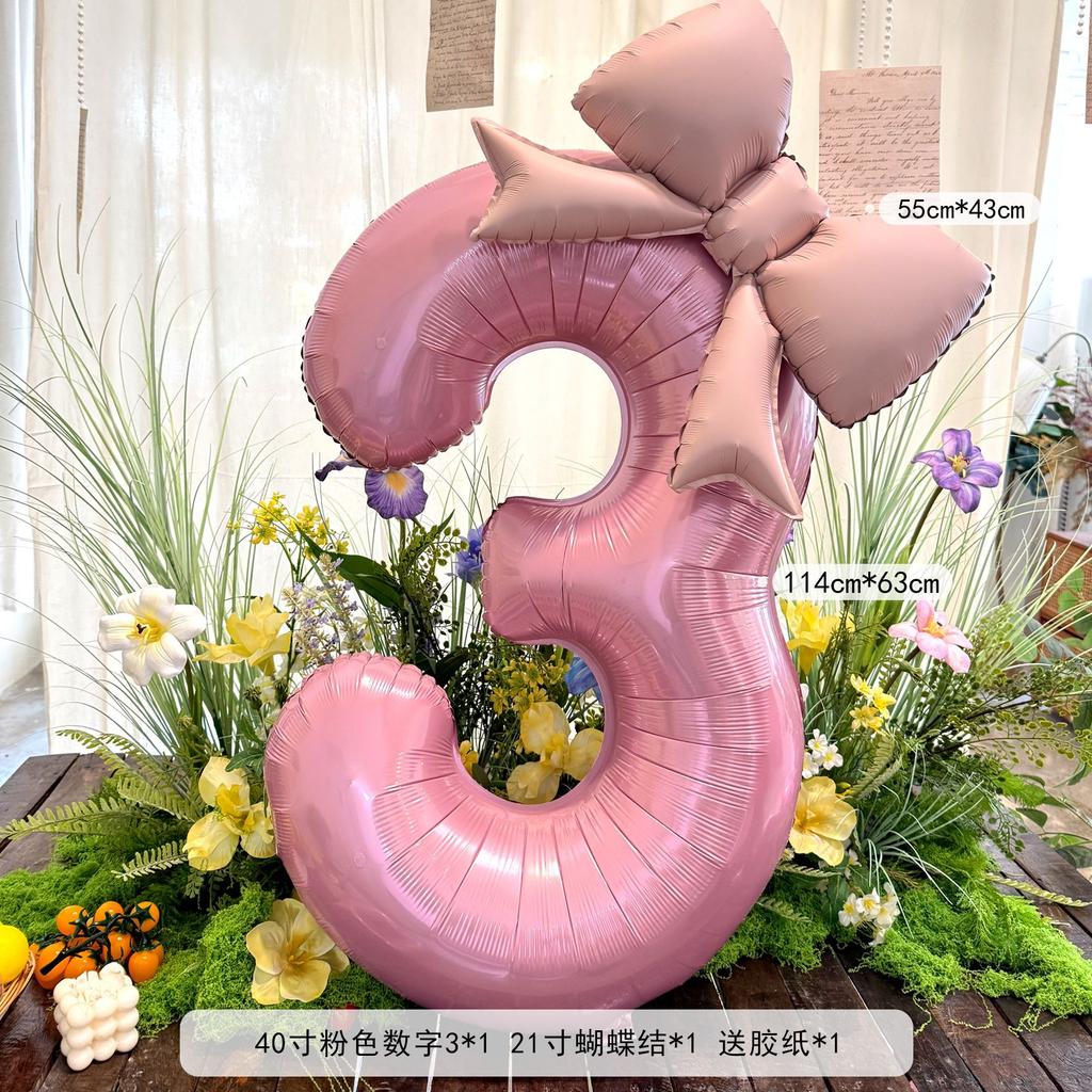 1pc Large Pink Number-Shaped Foil Balloons for Birthday Party Anniversary Festival Banquet Celebration Atmosphere and Decorative