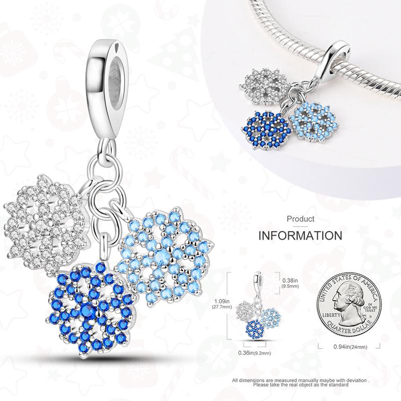 Copper Christmas Charms For Original Bracelet Women Pendant Gift Christmas Tree Santa Claus Snowman Beads Dangle