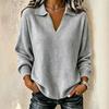 2026 European & American Cross-Border Fashion: Solid Color V-neck Long Sleeve Sweater for Women - Autumn/Winter Versatile Casual Wear