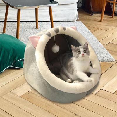 Bett für - Kätzchenbett//Überdachte Katzenhöhlen mit abnehmbarem gepolstertem Kissen, Indoor- und Hundebetten