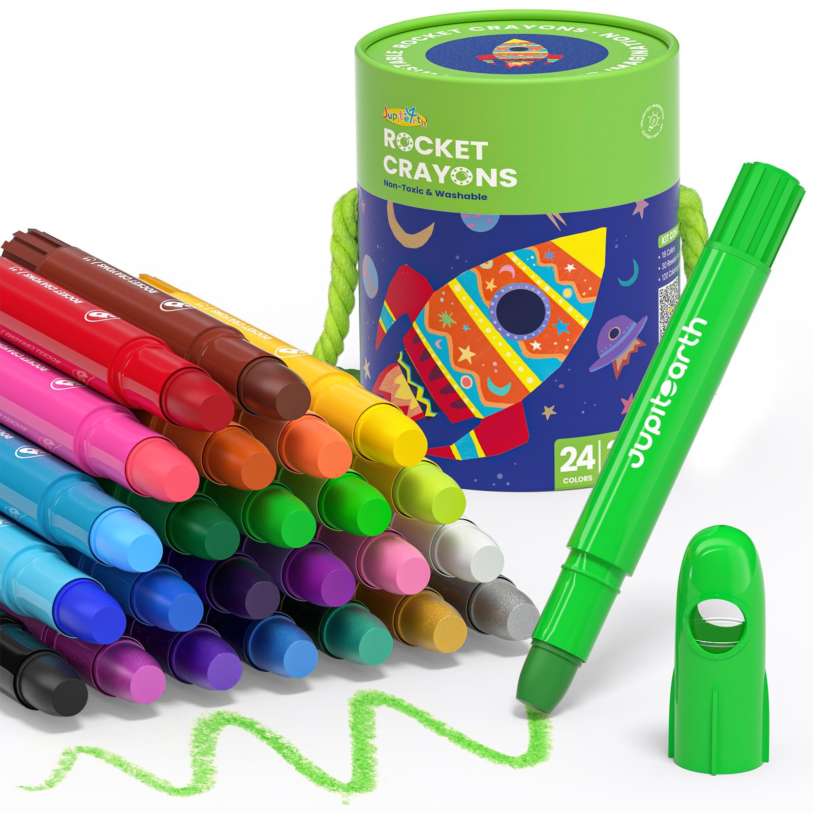 

JUPITEARTH Crayon Rocket Type Retractable 24 Colors