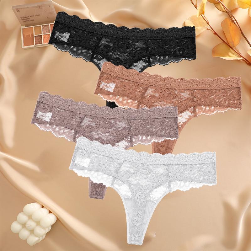 

FINETOO 4 шт./компл. S-XL Женские сексуальные трусики G-стринг Сексуальное женское нижнее белье Девушка Кружевное нижнее белье Женское бикини Леди Тонг Интимные XL
