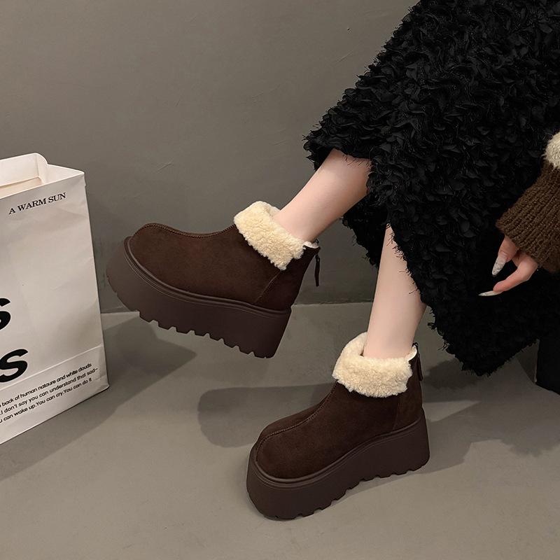 Women's large size soft elastic winter warm cold padded snow boots non-slip wear-resistant outdoor casual sneakers Martin cotton boots