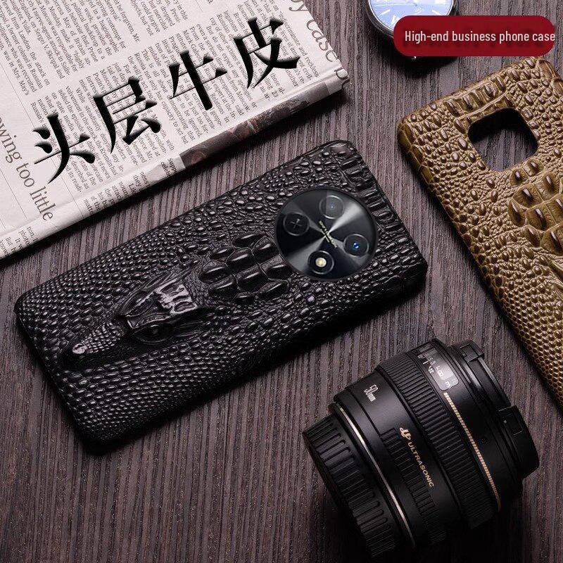 Huawei Enjoy 60 Pro Cowhide Dragon Pattern Leather Case: Premium Half-Cover Protective Cover for Enjoy 20Plus.